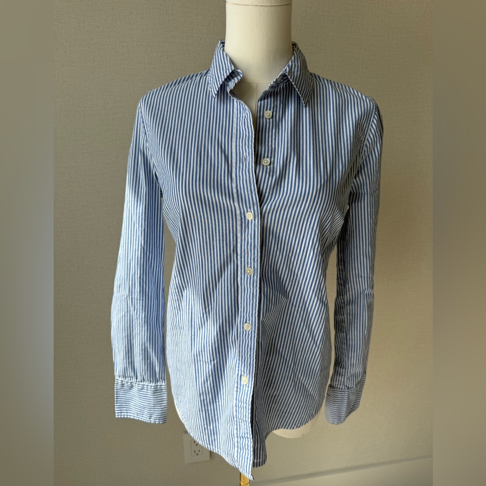 J. Crew Slim Fit Light Blue and White Striped Dress Shirt